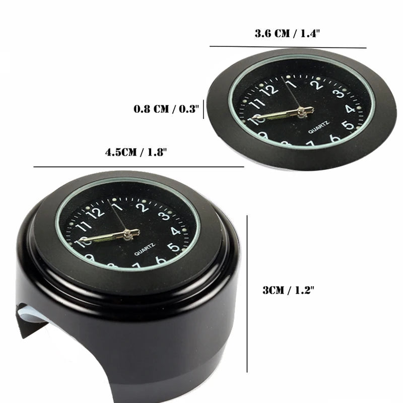 Universal aluminum motorcycle handlebar seat quartz clock watch for Yamaha Tzr 50 Vino Virago 125 250 750 Vmax 1200 Vstar Moto