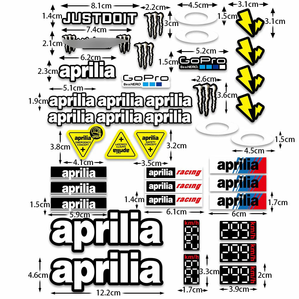 For Aprilia Sticker Motorcycle Helmet Tank Pad Tuono Shiver Caponord Tuareg GPR SR GT RS RS660 RS457 RSV4 900 750 660 457 125 50