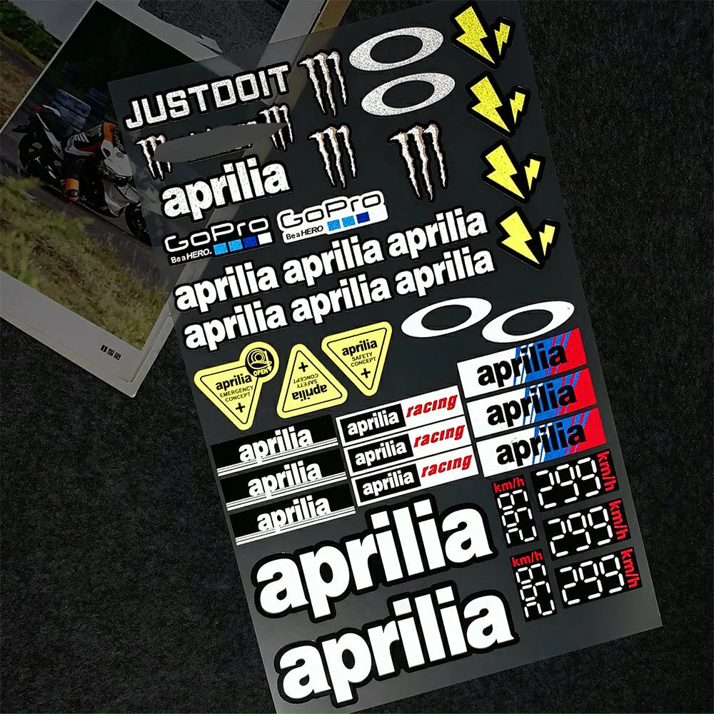 For Aprilia Sticker Motorcycle Helmet Tank Pad Tuono Shiver Caponord Tuareg GPR SR GT RS RS660 RS457 RSV4 900 750 660 457 125 50